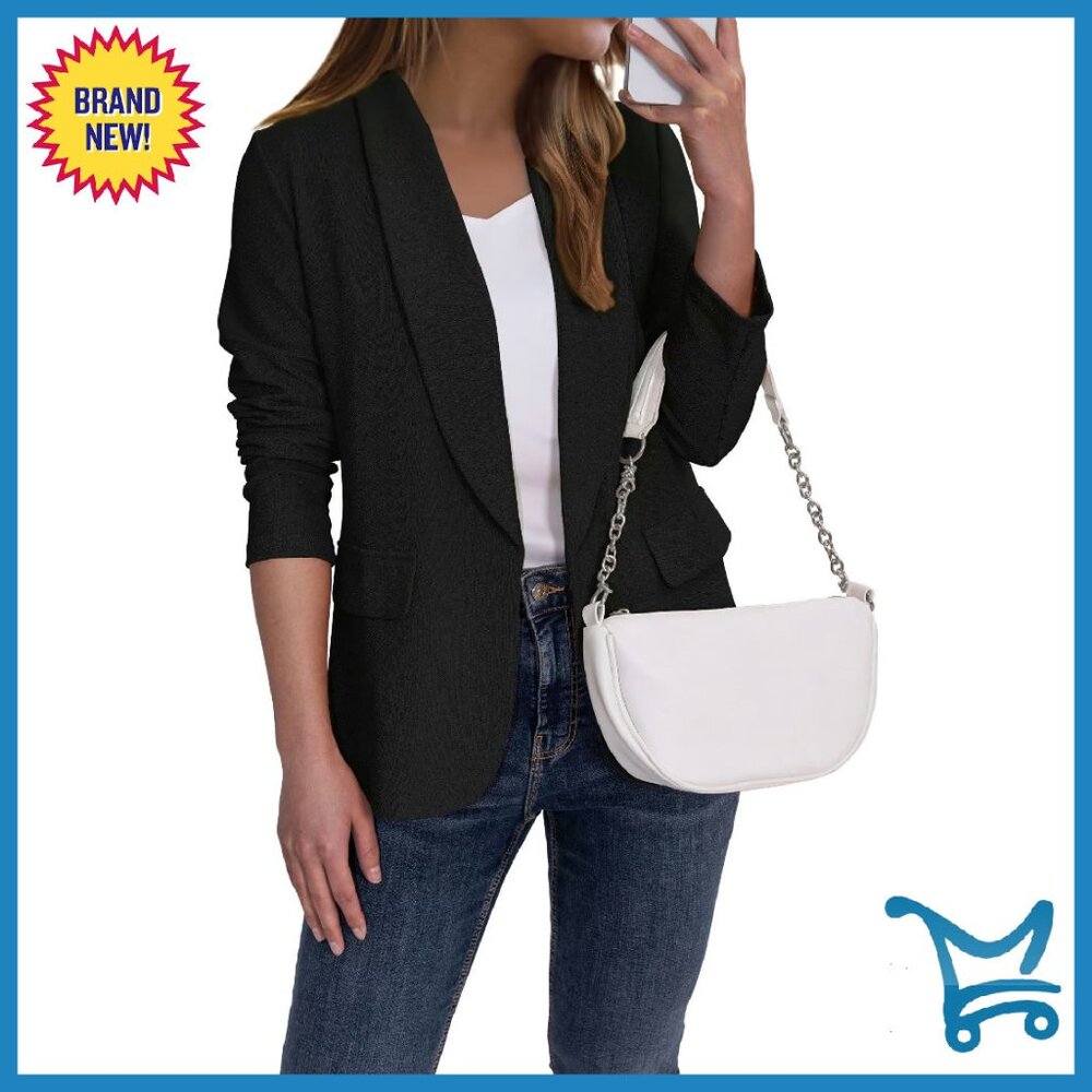 Women's Blazer Business Casual Lapel Collar Long Sleeve Open Front Jacket
